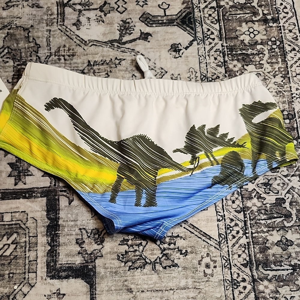 Stylish Dinosaur Print Swim Trunks for Men - Picture 3 of 6